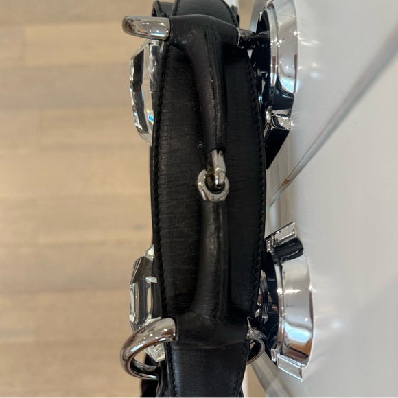 Gucci Medium Canvas GG Monogram Horsebit Black Hobo Bag - Picture 9 of 12